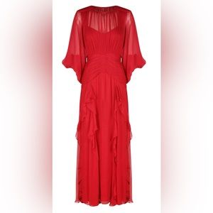 Shona Joy red chiffon maxi dress